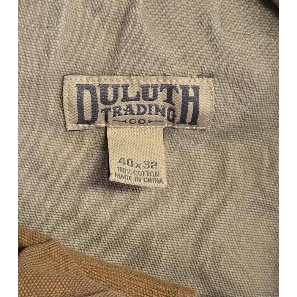 Duluth Trading Co Pants Mens 40x32 Khaki Tan Workwear Relaxed Fit Cargo READ - Picture 6 of 7
